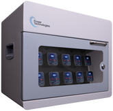 POWER TECHNOLOGIES 10 Bay Secure Battery Charging Cabinet w/ HS Cables w/ 10 Power Bank HS Batteries - NA, MODEL- PowerVault+, SKU- CAB-PVS-B10K-D10H